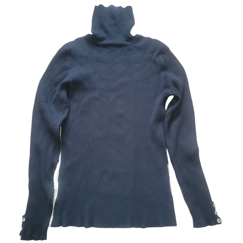 Style & Co Colorblock Turtleneck Sweater - Black, Cream, and Brown - Picture 3 of 11